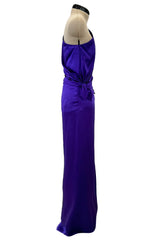 Outstanding 1990s Guy Laroche Haute Couture Open Waist Purple One Shoulder Silk Dress