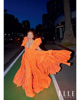 Spectacular Spring 2020 Valentino by Pierpaolo Piccioli Neon Orange Tent Dress w Outstanding Capped Sleeves