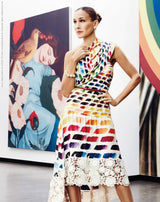 Hugely Documented Spring 2014 Chanel by Karl Lagerfeld Rainbow Print & Lace Runway Dress