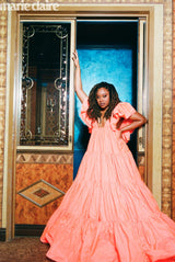 Spectacular Spring 2020 Valentino by Pierpaolo Piccioli Neon Orange Tent Dress w Outstanding Capped Sleeves