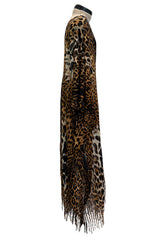 Spring 2002 Yves Saint Laurent by Tom Ford Runway Look 39 Leopard Fringe Silk Knit Caftan