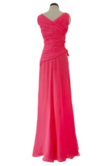 2010s Valentino by Pierpaolo Piccioli & Maria Grazia Chiuri Coral Silk Chiffon Bow Dress w Shawl