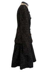 Extraordinary Rare Fall 2016 Dolce & Gabbana Alta Moda Couture Gold Tweed & Lace Covered Jacket & Skirt Suit Set