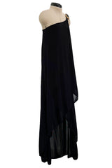 c. 2009 Alexander McQueen One Shoulder Black Knit Wrapped Dress w Buckle Detail