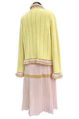 Dreamy Cruise 2004 Chanel by Karl Lagerfeld Pale Pink Knit Dress & Pastel Cardigan Set