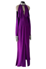 Rare Fall 2001 Thierry Mugler Runway Purple Silk Crepe Dress w the Most Incredible Open Cuts Outs