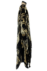 Extraordinary Fall 1992 Paco Rabanne Haute Couture Runway Sample Look 31 Metallic Gold & Black Silk Caftan Dress