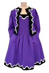 Spring 1980 Yves Saint Laurent & Ad Campaign Runway Purple Dress & Jacket Set w B&W Detailing