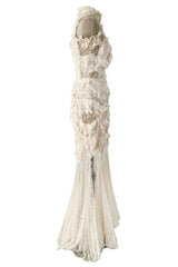 2011 Alexander McQueen by Sarah Burton Intricate Lace & Silk Chiffon Ivory Dress