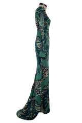 Fabulous Fall 2011 Emilio Pucci by Peter Dundas Runway Look 3 Green Print Corset Front Dress