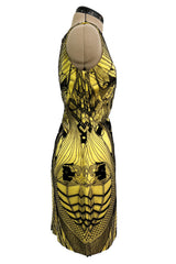 Extraordinary Resort 2010 Alexander McQueen Rare Black Embroidered Net over Yellow Silk Dress