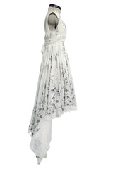 Fall 2003 Alexander McQueen 'Scanners" Runway Look 55 Silk Dress w Silver Sequins & Hand Embroidery