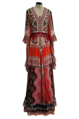 Spring 2020 Etro by Veronica Etro Runway Look 29 Printed Silk Chiffon Dress w Beaded & Embroidered Bodice