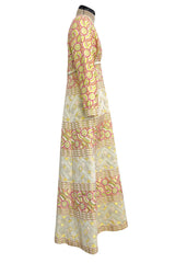 Wonderful 1960s Malcolm Starr by Elinor Simmons Pink Detailed Metallic Brocade Dress
