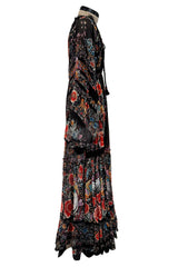 Resort 2017 Roberto Cavalli by Peter Dundas Floral Print Net Dress w Balloon Sleeves