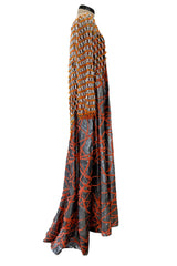 Ultra Rare 1990s Paco Rabanne Haute Couture Metallic Silver & Coral Dress w Chainlink Top & Headpiece