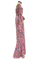 c.Spring 1986 Yves Saint Laurent Haute Couture Floral Silk with Belt