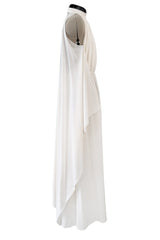 Beautiful Resort 2014 Givenchy by Riccardo Tisci Backless & Caped Panel Ivory Silk Chiffon Dress