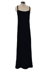 Suberb Fall 1970 Christian Dior Haute Couture by Marc Bohan Minimalist Black Velvet Column Dressress