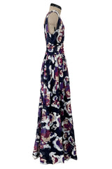 Cruise 2010 Chanel by Karl Lagerfeld Runway Look 33 Silk Chiffon Dress w Oversized Purple Floral Print