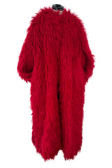 Pre-Fall 2019 Valentino by Pierpaulo Piccioli Runway Look 4 Oversized Shaggy Red Mohair Coat