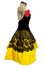Rare Spring 1988 Christian Lacroix Demi-Couture Luxe Label Strapless Mini Dress w Lace & Bow Details