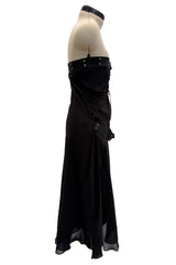 Sexy Fall 2002 Christian Dior by John Galliano Look 23 in Black Strapless Silk w Buckle Details