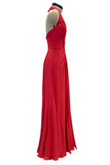Phenomenal Cruise 2011 Christian Dior by John Galliano Red Silk Chiffon Dress w Pleated Detailing