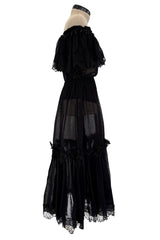 Spring 1977 Yves Saint Laurent 'Spanish Collection' Off-Shoulder Black Top & Skirt Set