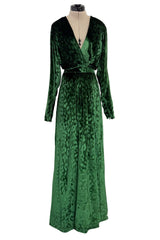 Beautiful Fall 2012 Gucci by Frida Giannini Runway Look 35 Deep Green Velvet Dress w Leopard Pattern