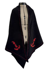 Rare Fall 1981 Christian Dior by Marc Bohan Haute Couture Wool Leather & Velvet Triangle Shawl