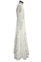 Spectacular Spring 2017 Valentino by Pierpaolo Piccioli Runway Look 52 Zandra Rhodes Print White Silk Chiffon Dress