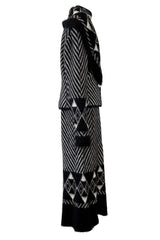 Exquisite & Rare Fall 1999 John Galliano Mohair Angora Printed Jacket Skirt Suit