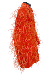 Fall 2019 Valentino by Pierpaolo Piccioli Orange Wool & Feather Coat