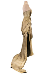 Iconic Spring 2008 Nina Ricci by Olivier Theyskens Runway Look 36 Gold Metal Thread Dress