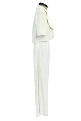 Chic Spring 1993 or 1996 Christian Dior by Gianfranco Ferre Numbered White Tux Pant Suit