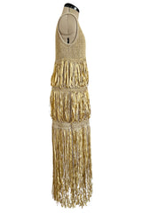 Dreamiest Cruise 2011 Chanel by Karl Lagerfeld Gold Ribbon & Metallic Gold Cord Knit Dress