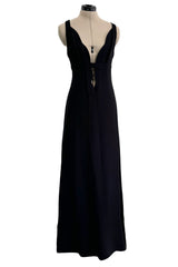 Fall 2012 Valentino by Pierpaolo Piccioli & Maria Grazia Chiuri Black Silk Dress w Front Plunge