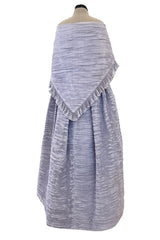 Elegant Late 1950s Sybil Connolly Couture Pale Lavender Pleated Linen Strapless Dress w Shawl