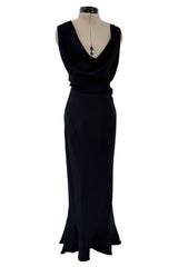 Fantastic Spring 1999 John Galliano Runway Look 11 Black Bias Cut Dress w Wide Strap Open Back