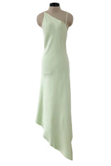 Rare Spring 1978 Philippe Venet the Haute Couture Runwau Sample Pale Mint Silk One Shoulder Dress