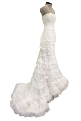 Divine Spring 2010 Oscar de la Renta Bridal Collection Strapless Ruffled Silk Organza, Silk Chiffon & Net Wedding Dress