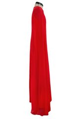 Dreamy Resort 2019 Givenchy by Clare Waight Keller Red Silk Dress w Sequins & Floor Length Sleeves