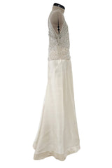 Extraordinary Spring 2001 Original Valentino Runway Look 73 Sequin Top & Ivory Silk Skirt Set