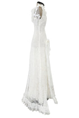 Dreamy Fall 2016 Rodarte Runway Look 40 White Lace, Silk & Net Bias Cut Dress w Hand Done Detailing