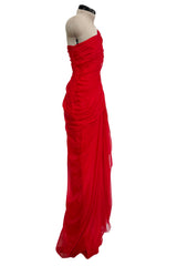Prettiest Spring 2009 Valentino by Alessandra Facchinetti Look 31 Red Silk Chiffon One Shoulder Dress