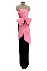 Gorgeous & Chic Fall 1984 Givenchy by Hubery de Givenchy Haute Couture Strapless Pink Silk & Black Velvet Dress