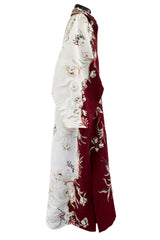 Extraordinary Spring 2022 Valentino by Pierpaolo Piccioli Look 78 Burgundy & White Embroidered Robe Dress