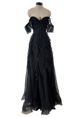 Spring 2004 Valentino by the Original Mr. Valentino Black Pleated Bodice & Ruffle Skirt Dress