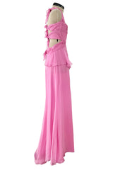 Dreamy Spring 2007 Valentino Pleated Pink Silk Chiffon Dress w Open Tie Back